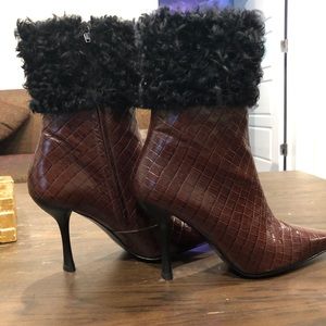 Brown w/black fur trim Jourdan boots